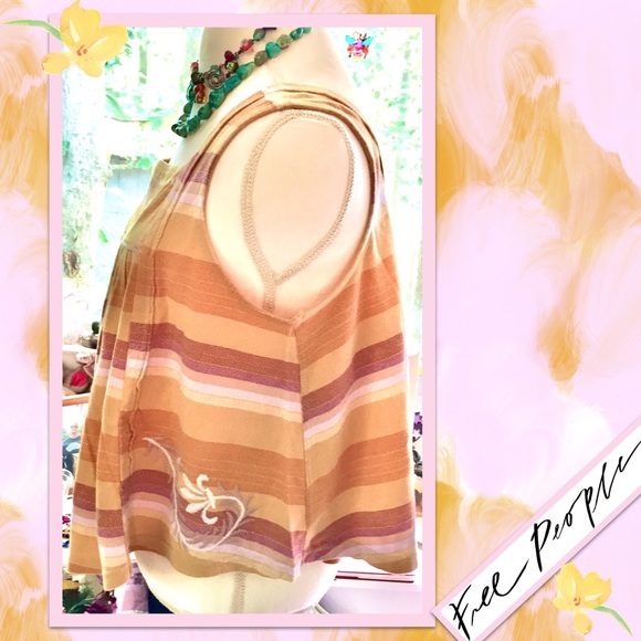 Free People Vintage Stripe Swing Tank Top in Soft Gold Combo - Picture 8 of 10